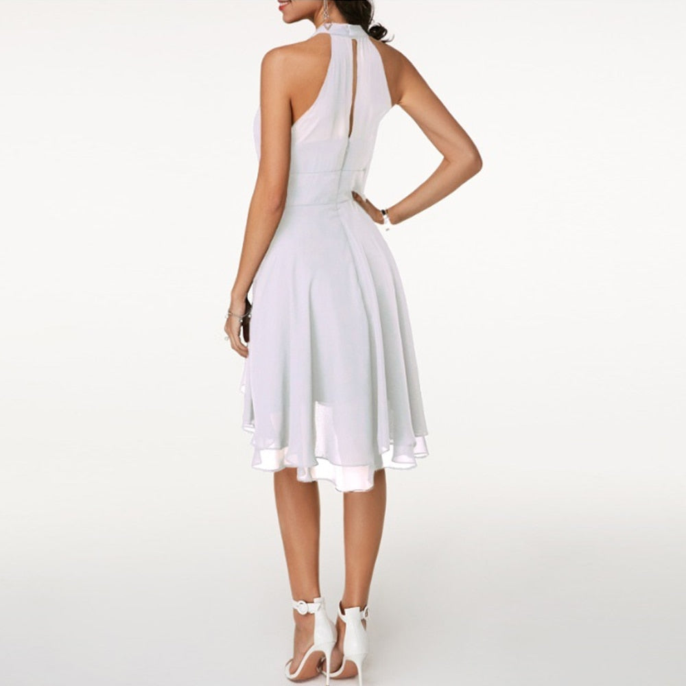 Women's Pleated Chiffon Cocktail Dress – Sleeveless Mini Elegant