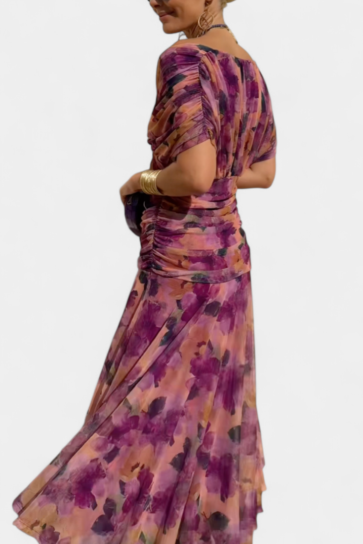 Women's Floral Maxi Dress – V-Neck Flowy Elegant Summer Style