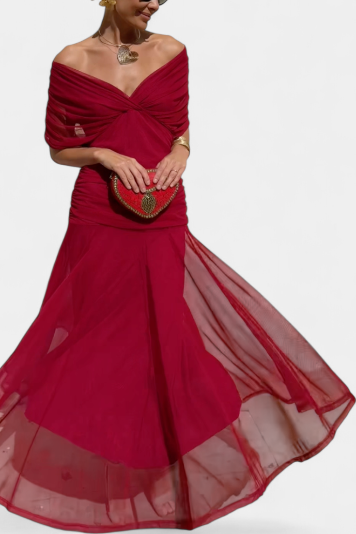 Women's Floral Maxi Dress – V-Neck Flowy Elegant Summer Style