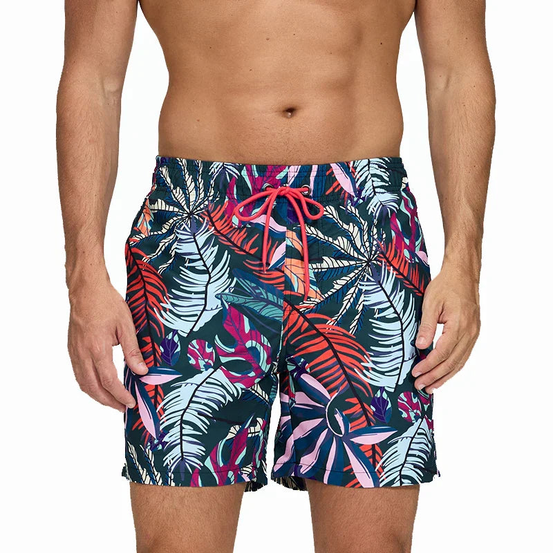 Men's Printed Swim Shorts - Quick-Dry Beach Trunks