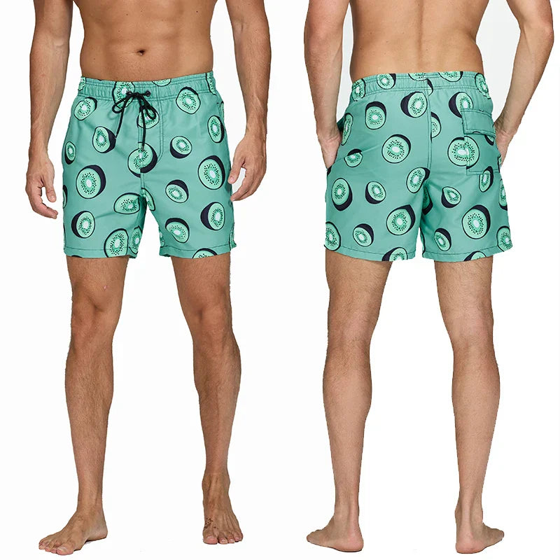 Men's Printed Swim Shorts - Quick-Dry Beach Trunks