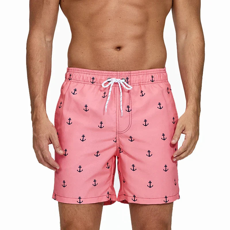 Men's Printed Swim Shorts - Quick-Dry Beach Trunks