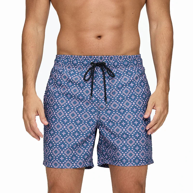 Men's Printed Swim Shorts - Quick-Dry Beach Trunks