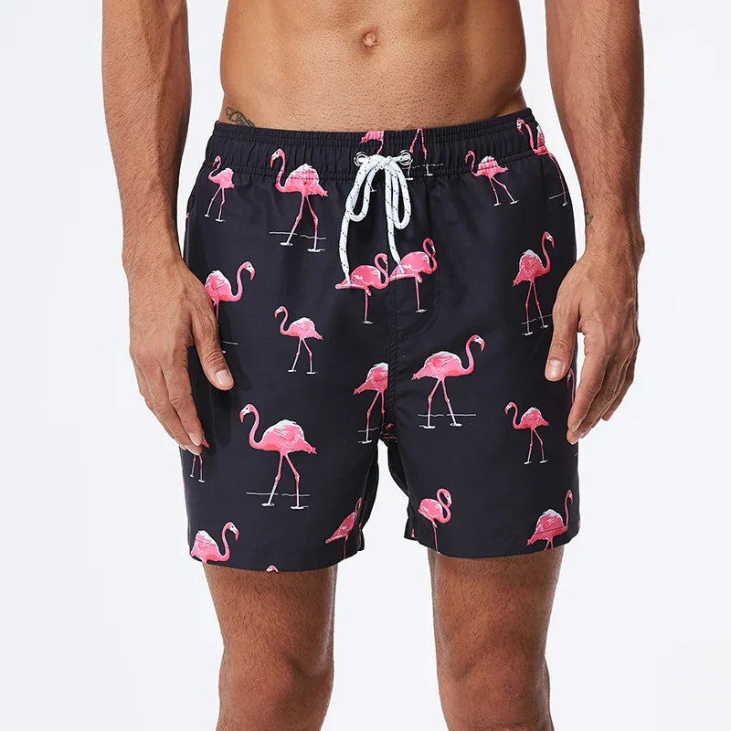 Men's Printed Swim Shorts - Quick-Dry Beach Trunks