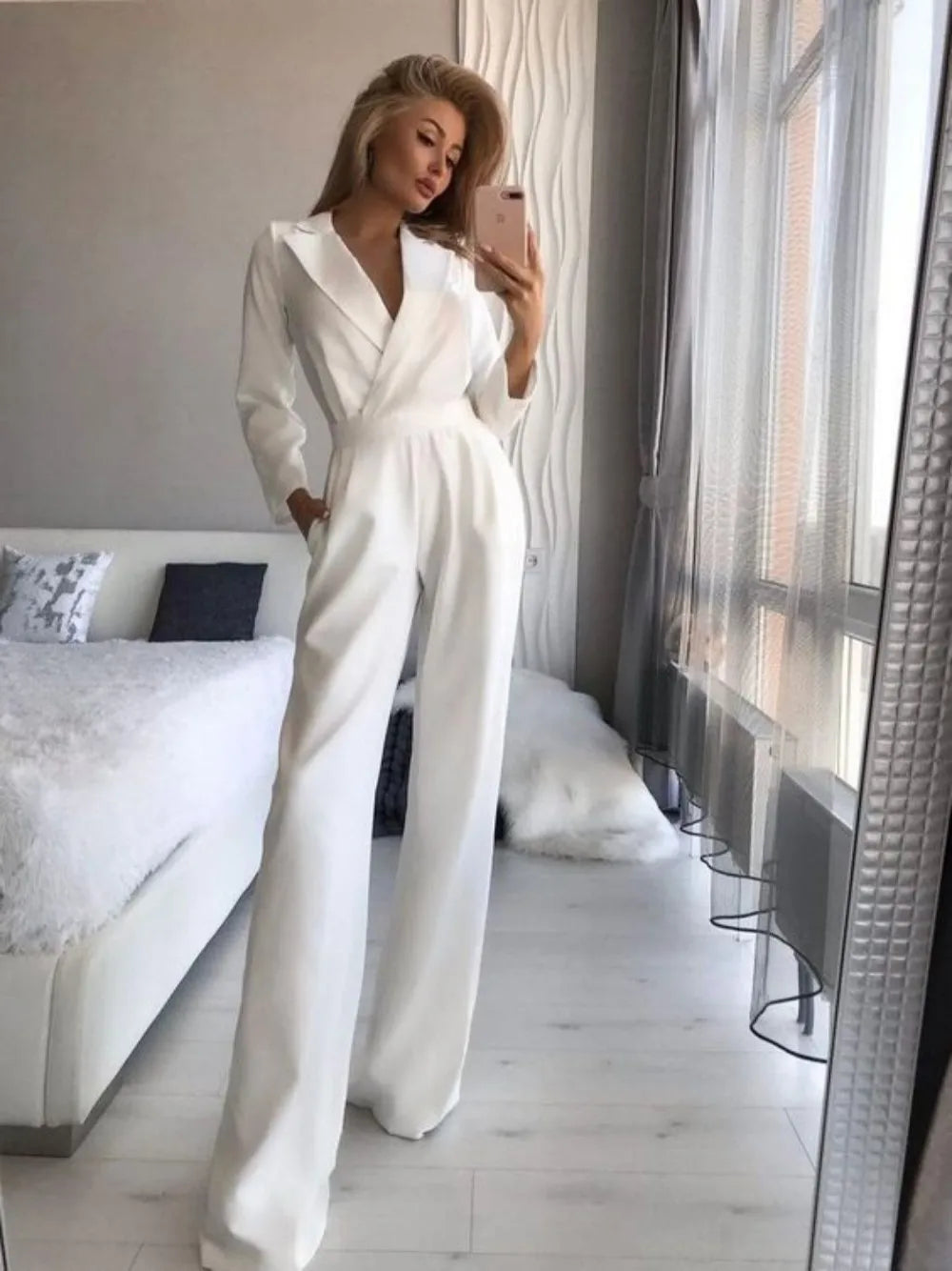 Women's Elastic Waist Jumpsuit – Breathable Elegant Modern Style