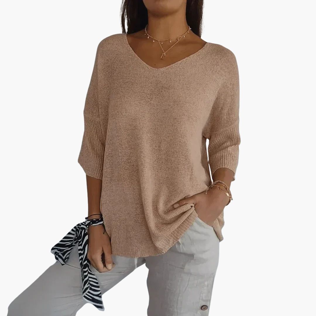 Women's Loose V-Neck Summer Top – Casual Everyday Comfort