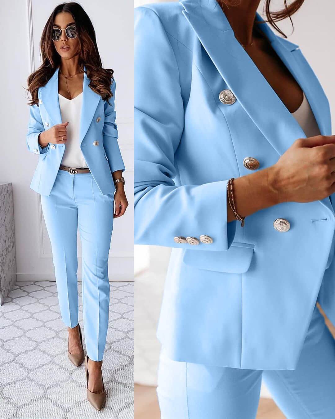 Women's Blazer and Tailored Pants Set – Elegant Modern Occasion Style