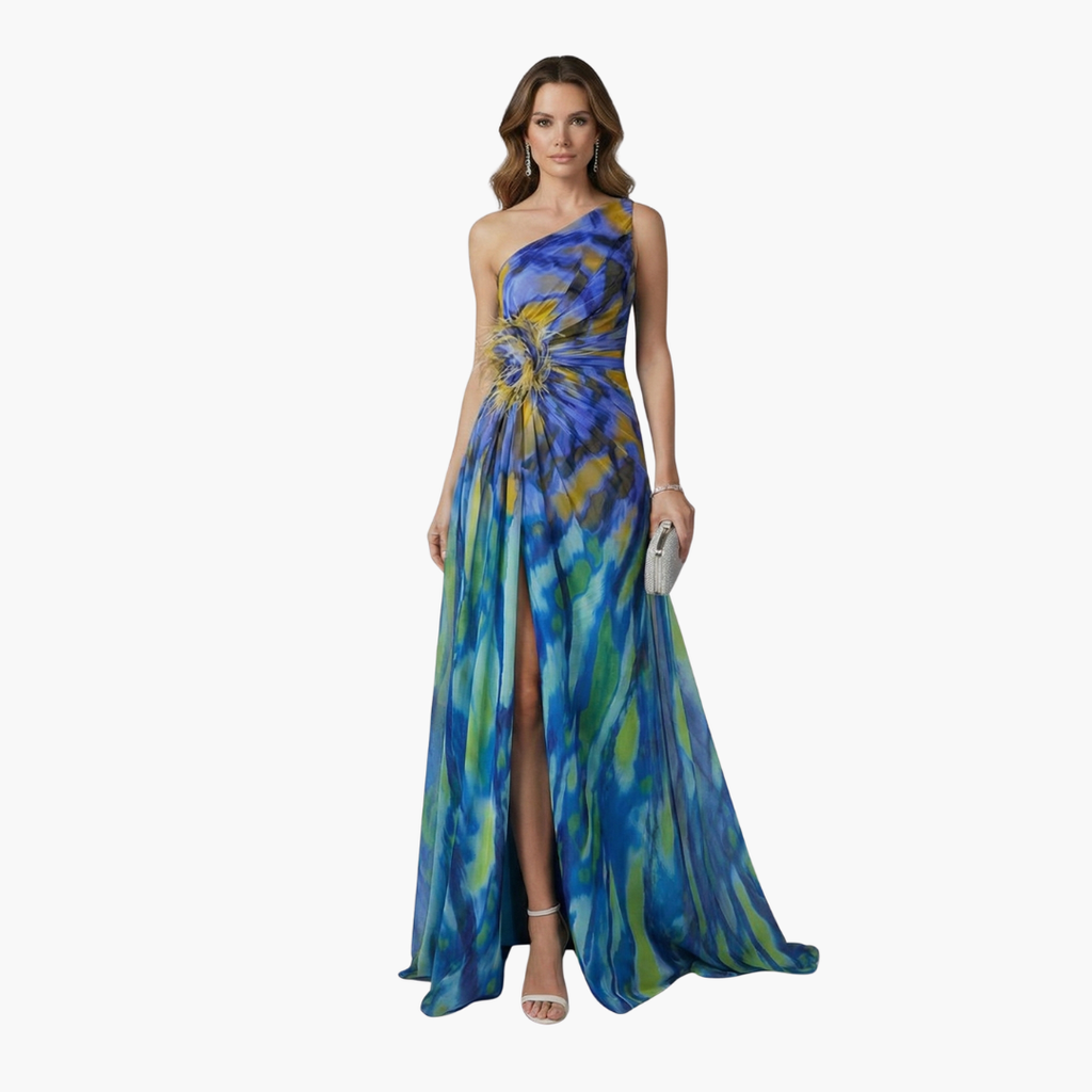 Women's One-Shoulder Maxi Dress – Flowing Silhouette Elegant Statement Style