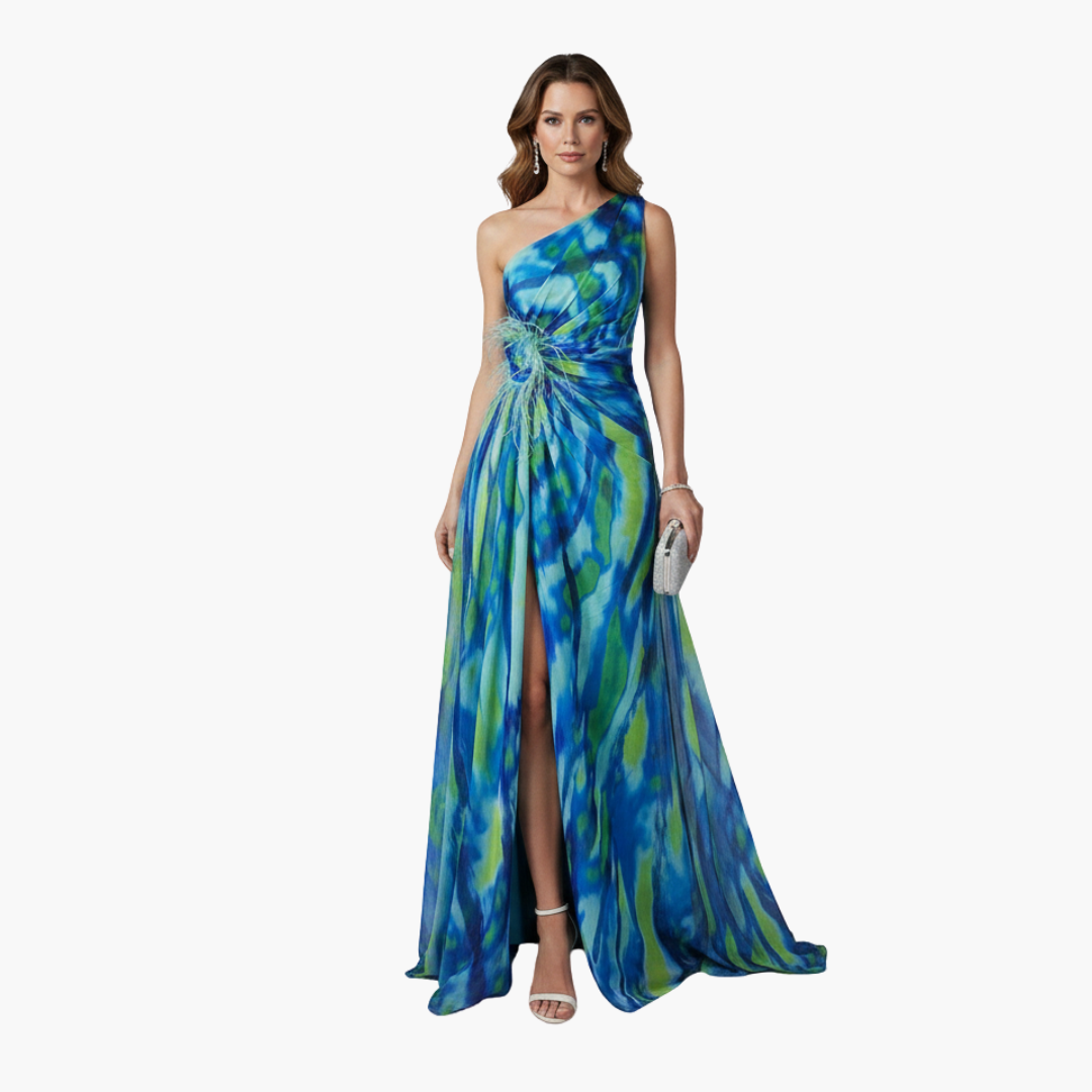 Women's One-Shoulder Maxi Dress – Flowing Silhouette Elegant Statement Style