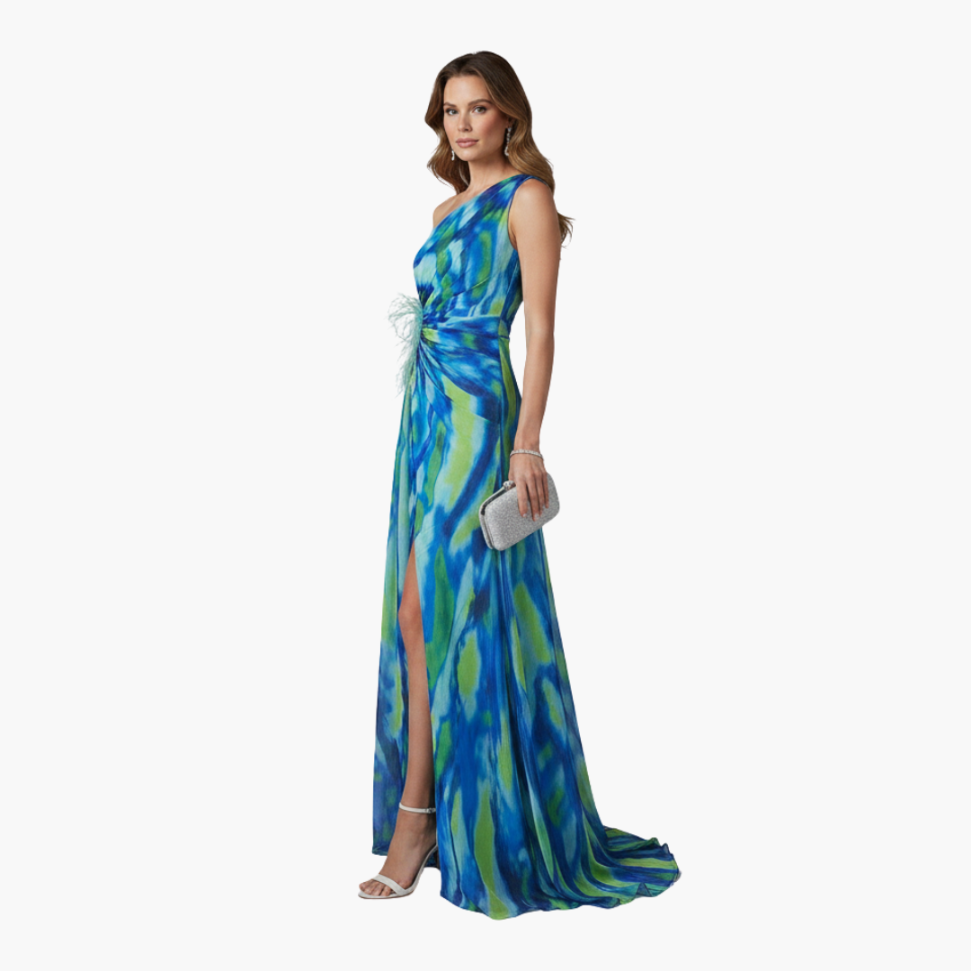 Women's One-Shoulder Maxi Dress – Flowing Silhouette Elegant Statement Style
