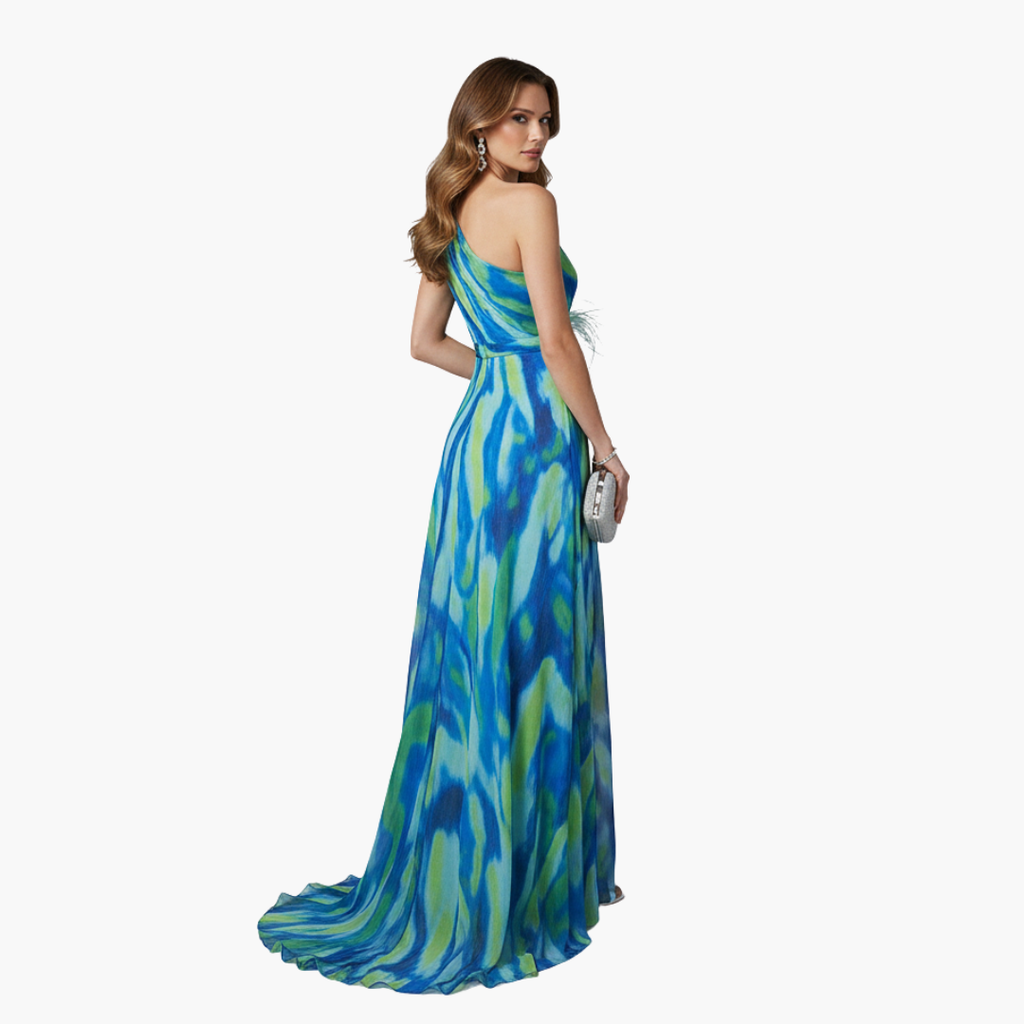 Women's One-Shoulder Maxi Dress – Flowing Silhouette Elegant Statement Style