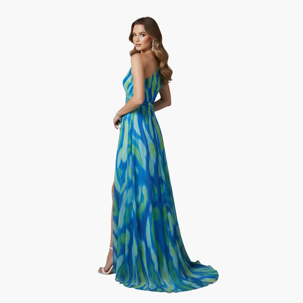 Women's One-Shoulder Maxi Dress – Flowing Silhouette Elegant Statement Style