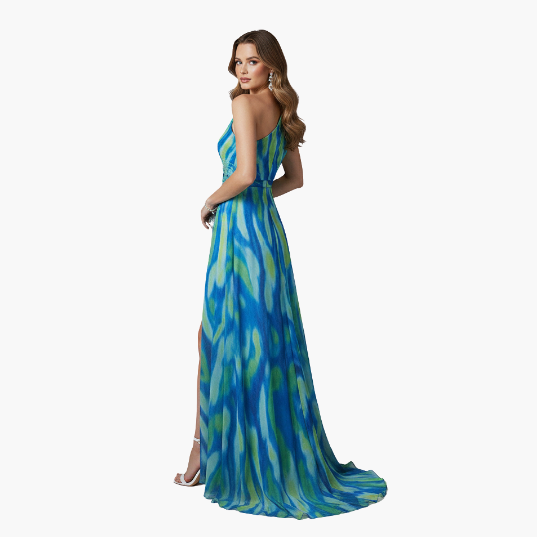 Women's One-Shoulder Maxi Dress – Flowing Silhouette Elegant Statement Style
