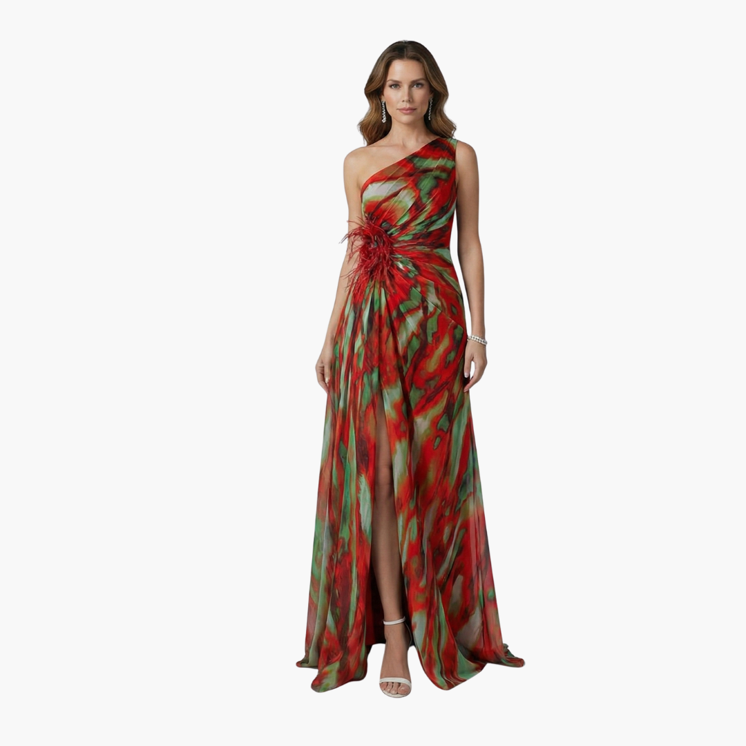 Women's One-Shoulder Maxi Dress – Flowing Silhouette Elegant Statement Style