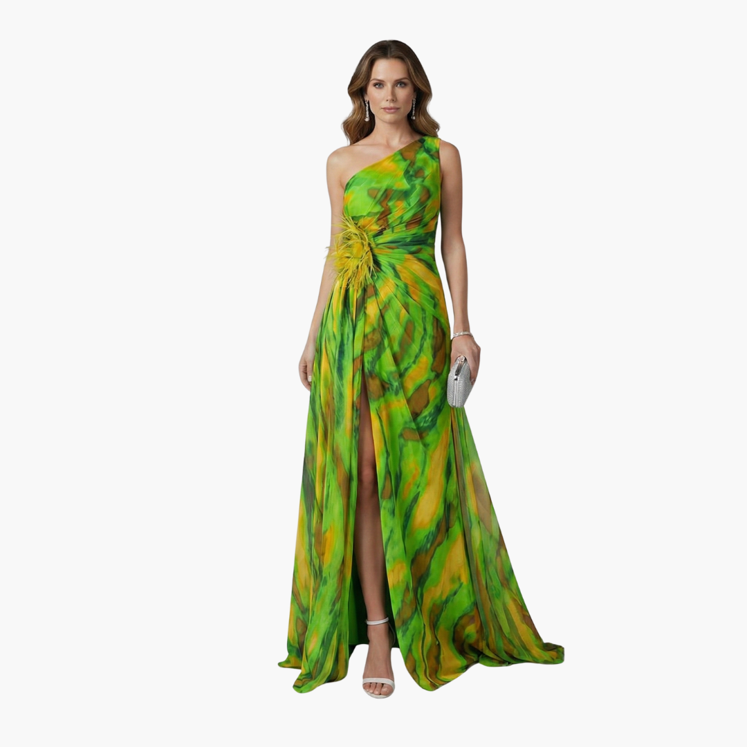 Women's One-Shoulder Maxi Dress – Flowing Silhouette Elegant Statement Style