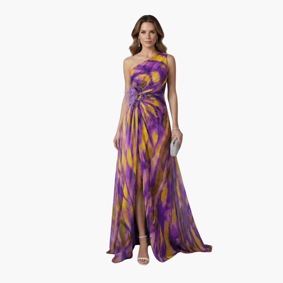 Women's One-Shoulder Maxi Dress – Flowing Silhouette Elegant Statement Style