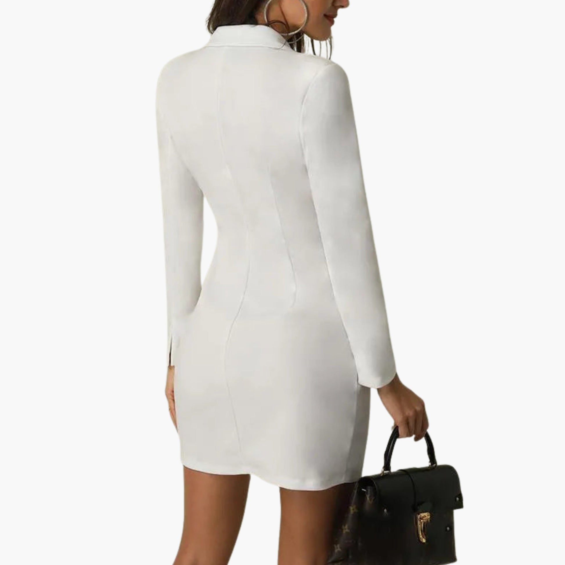 Women's Blazer Dress – Double Button Front Lapel Collar Power Style