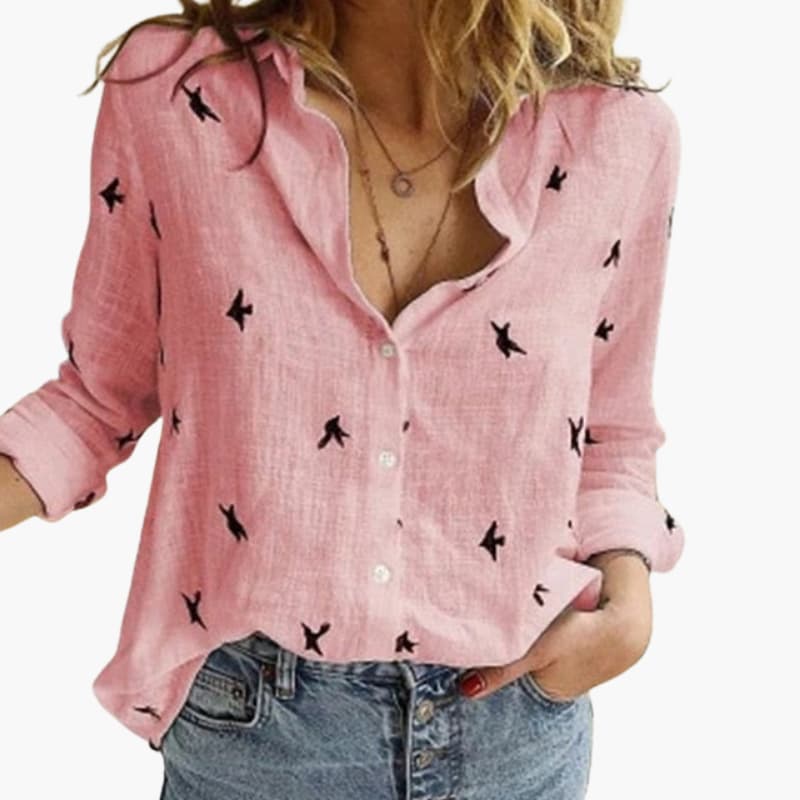 Women's Button-Front Long Sleeve Blouse – Timeless Everyday Style