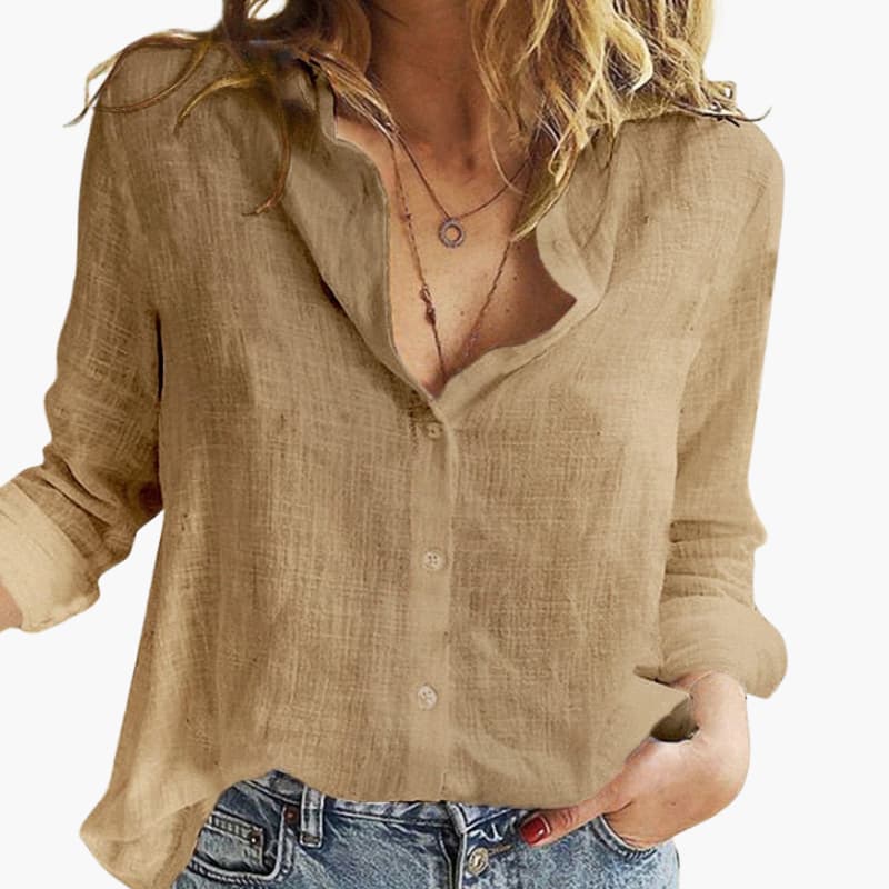 Women's Button-Front Long Sleeve Blouse – Timeless Everyday Style