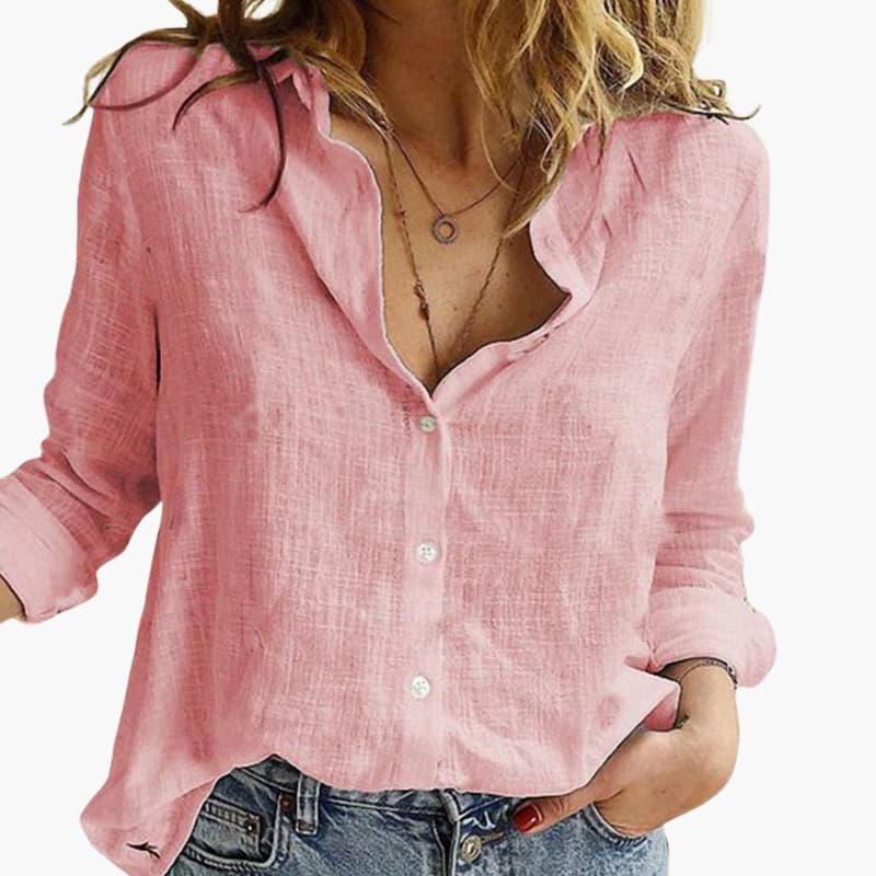 Women's Button-Front Long Sleeve Blouse – Timeless Everyday Style