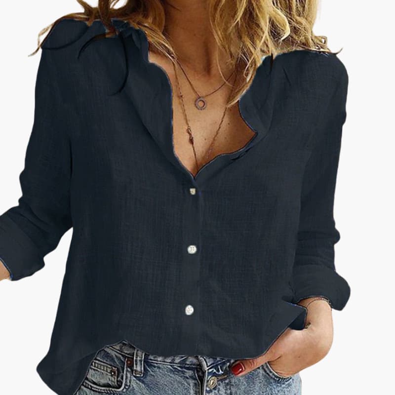 Women's Button-Front Long Sleeve Blouse – Timeless Everyday Style