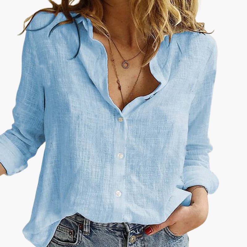 Women's Button-Front Long Sleeve Blouse – Timeless Everyday Style