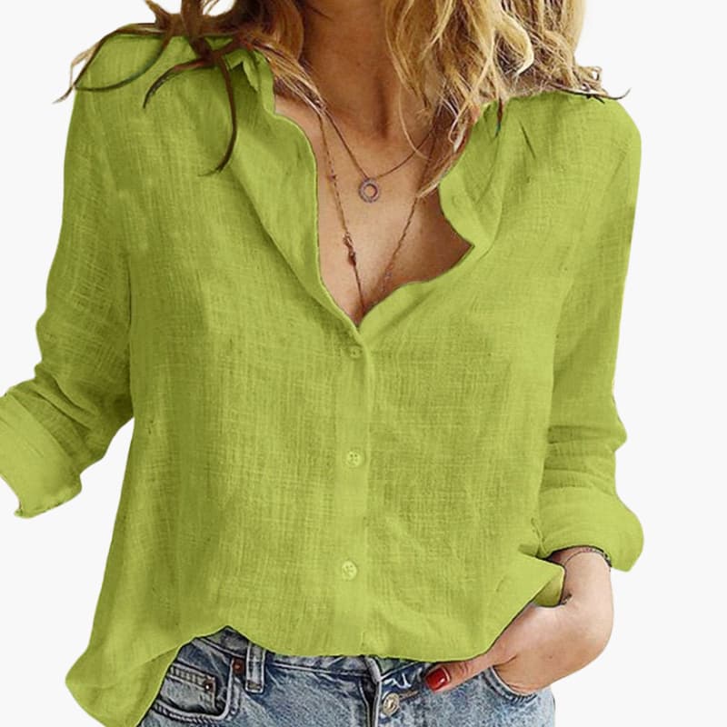 Women's Button-Front Long Sleeve Blouse – Timeless Everyday Style