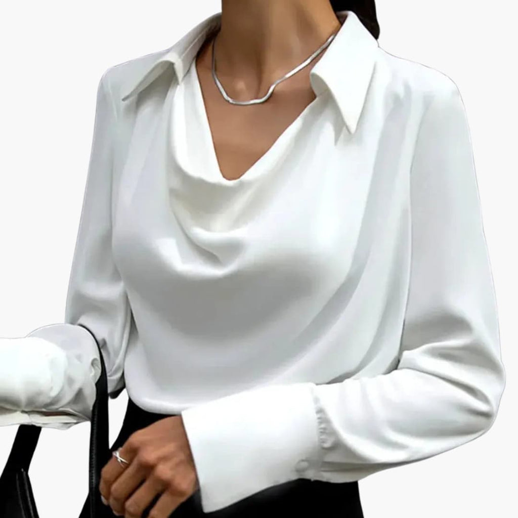 Women's Long Sleeve Cowl Neck Blouse – Soft Elegant Everyday Style