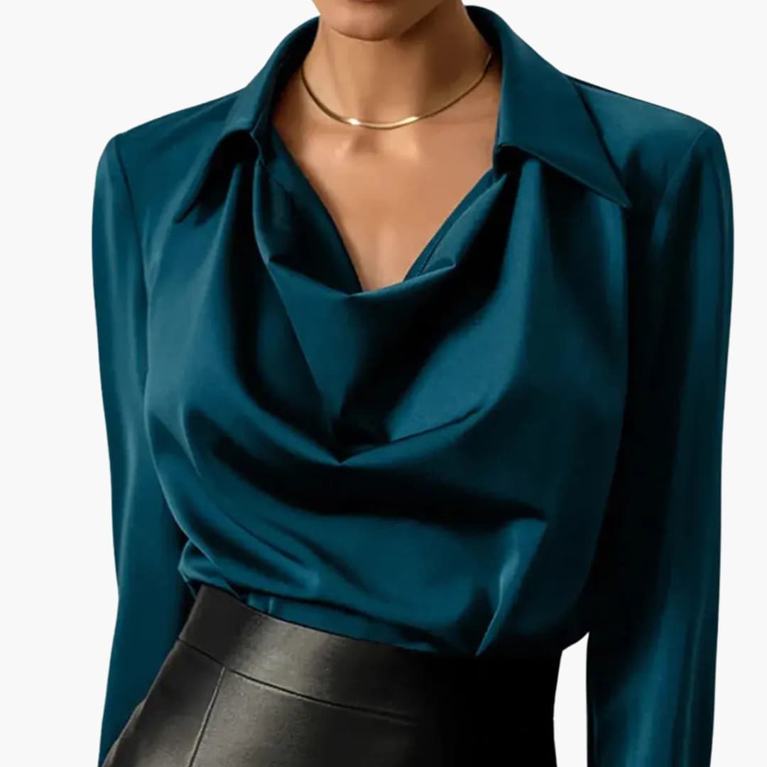 Women's Long Sleeve Cowl Neck Blouse – Soft Elegant Everyday Style