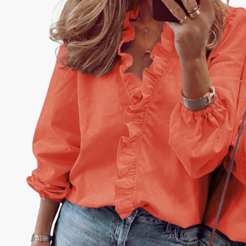 Women's Ruffle Detail V-Neck Blouse – Feminine Everyday Style