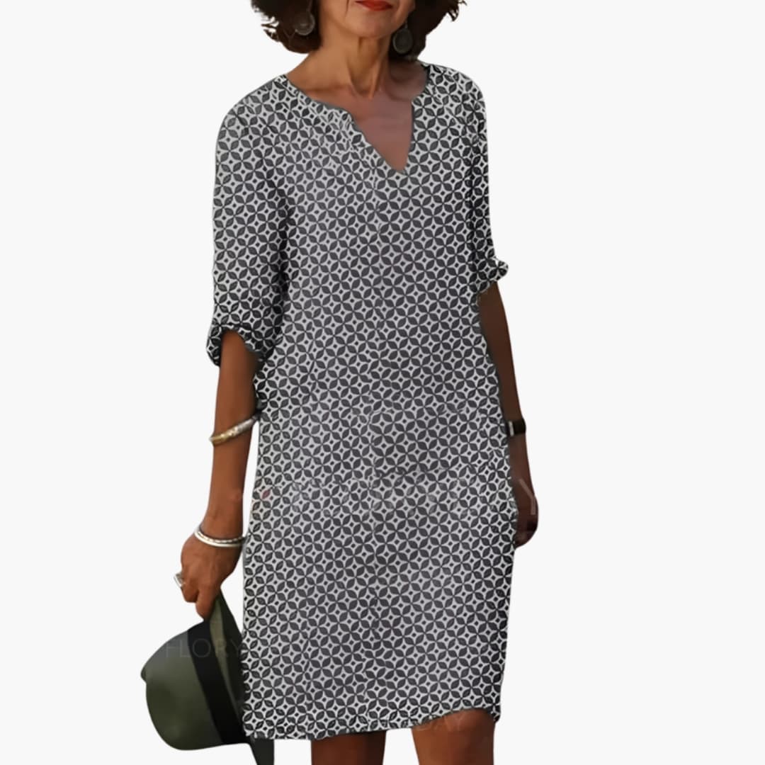 Women's V-Neck Dress – Short Sleeve Loose Fit Everyday Essential