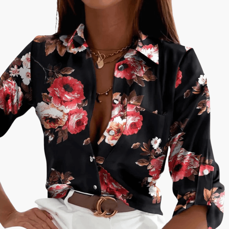 Women's Classic Crew Neck Blouse – Long Sleeve Plain Woven Style