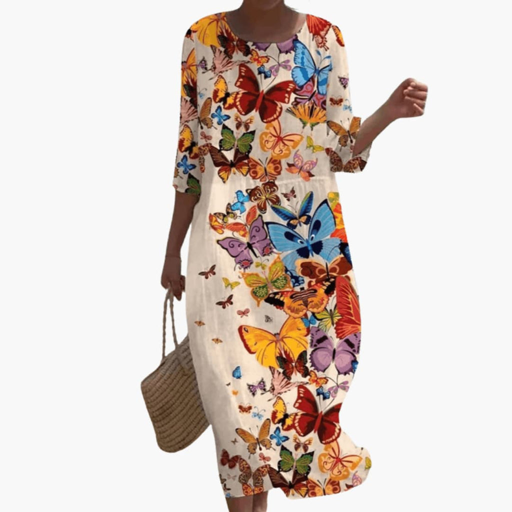 Women's Floral Dress – V-Neckline Garden Print Breezy Feminine Design