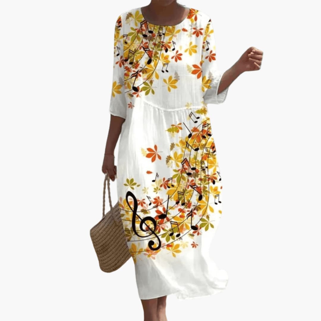 Women's Floral Dress – V-Neckline Garden Print Breezy Feminine Design