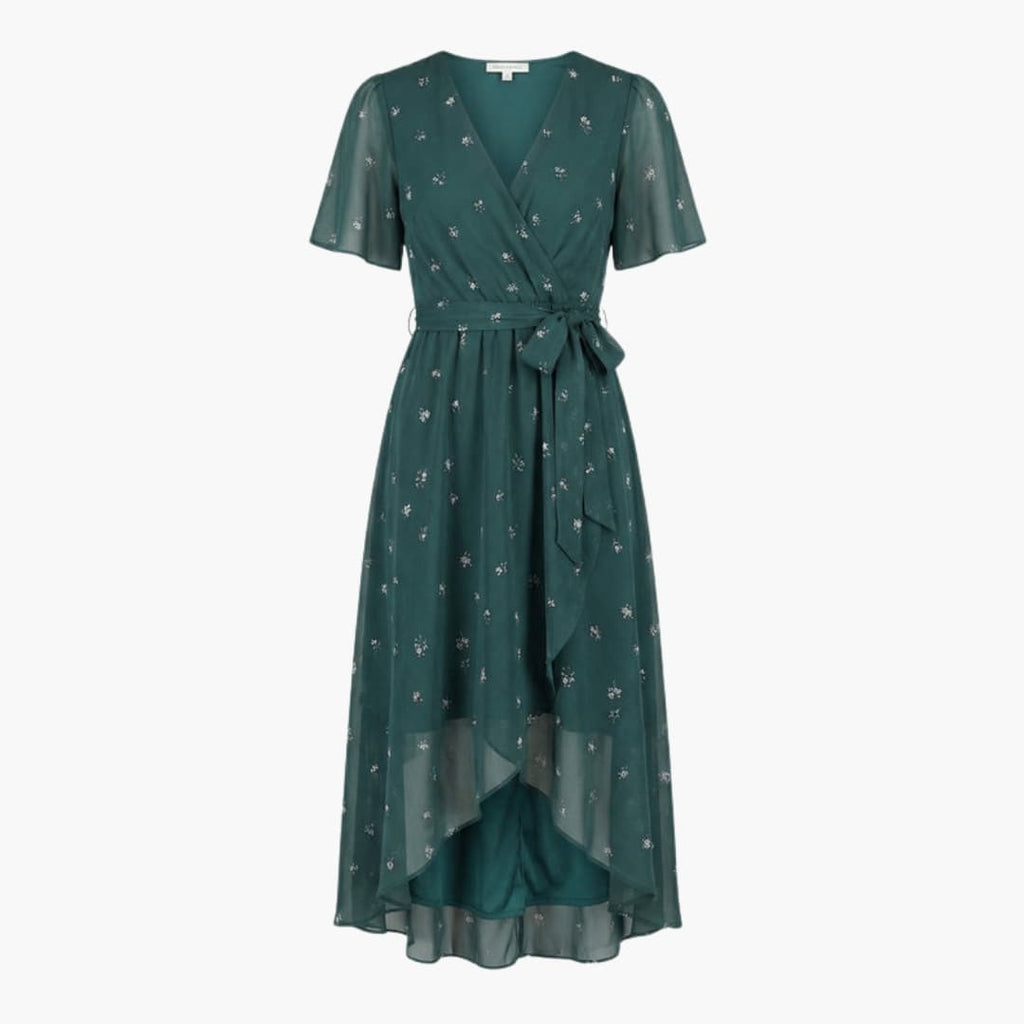 Women's Floral Midi Dress – Round Neck Short Sleeve Everyday Style