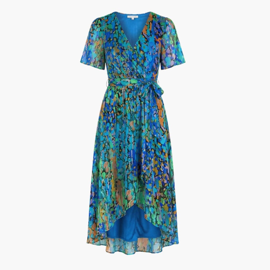 Women's Floral Midi Dress – Round Neck Short Sleeve Everyday Style