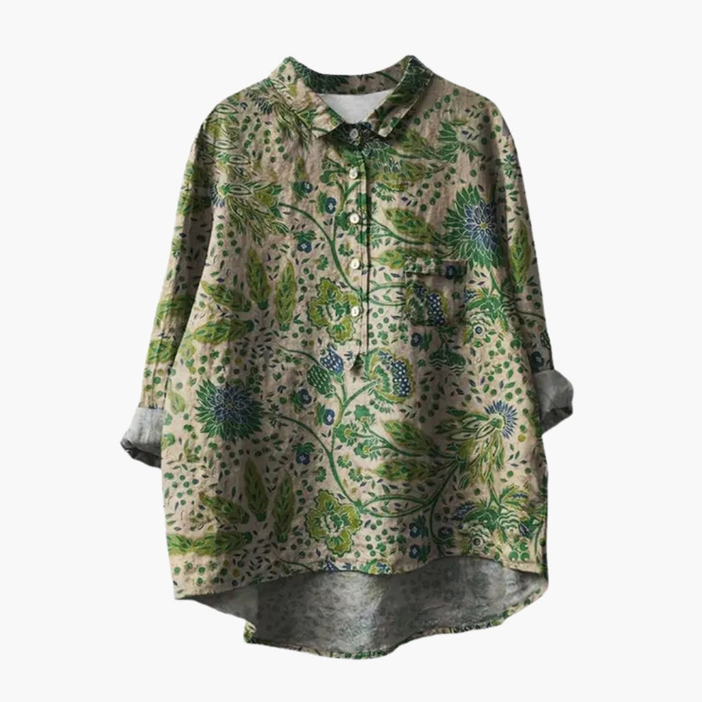 Women's Floral Print Crew Neck Blouse – Short Sleeve Everyday Style