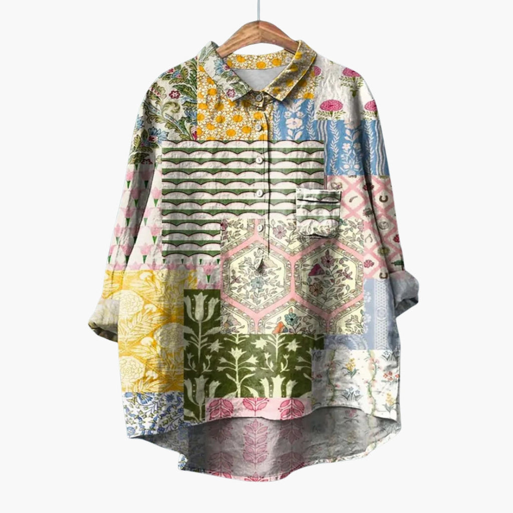 Women's Floral Print Crew Neck Blouse – Short Sleeve Everyday Style