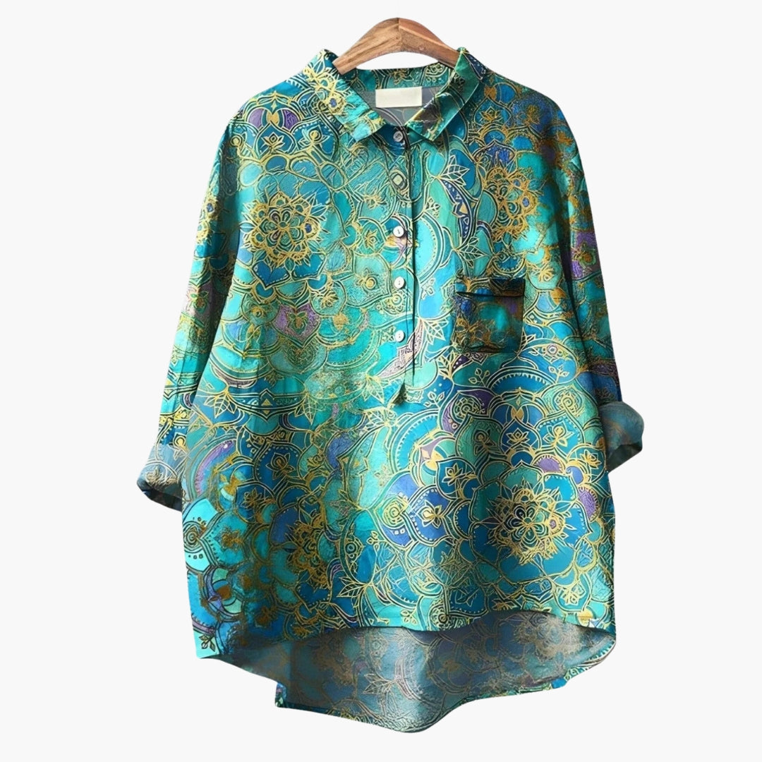 Women's Floral Print Crew Neck Blouse – Short Sleeve Everyday Style