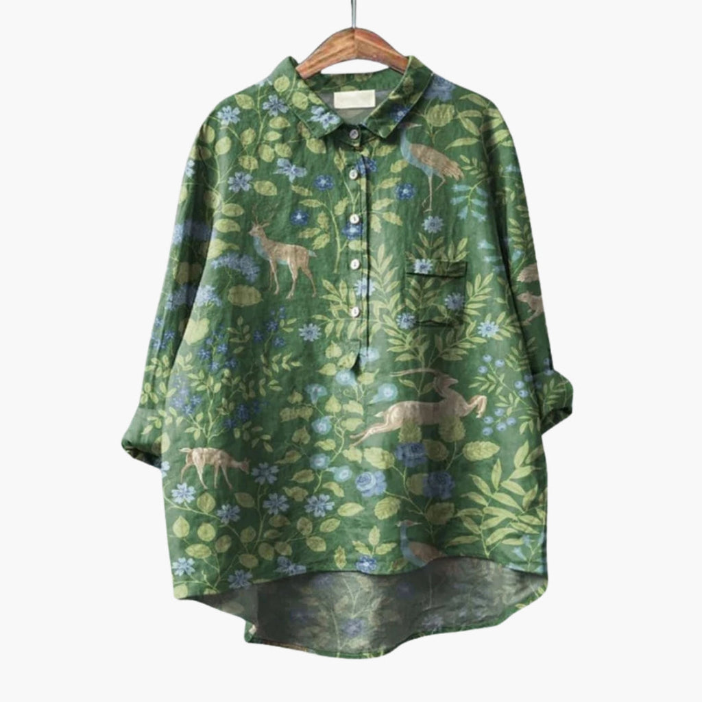 Women's Floral Print Crew Neck Blouse – Short Sleeve Everyday Style