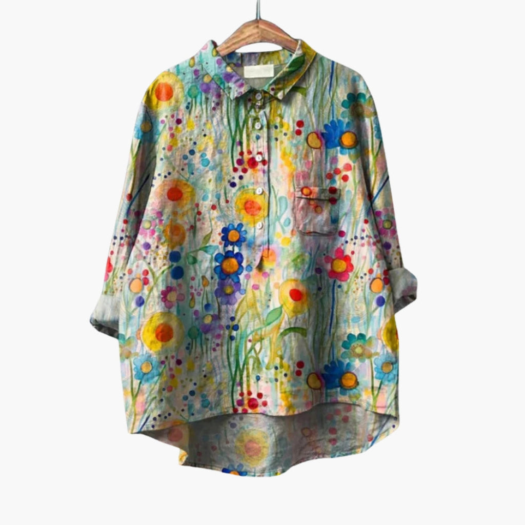 Women's Floral Print Crew Neck Blouse – Short Sleeve Everyday Style