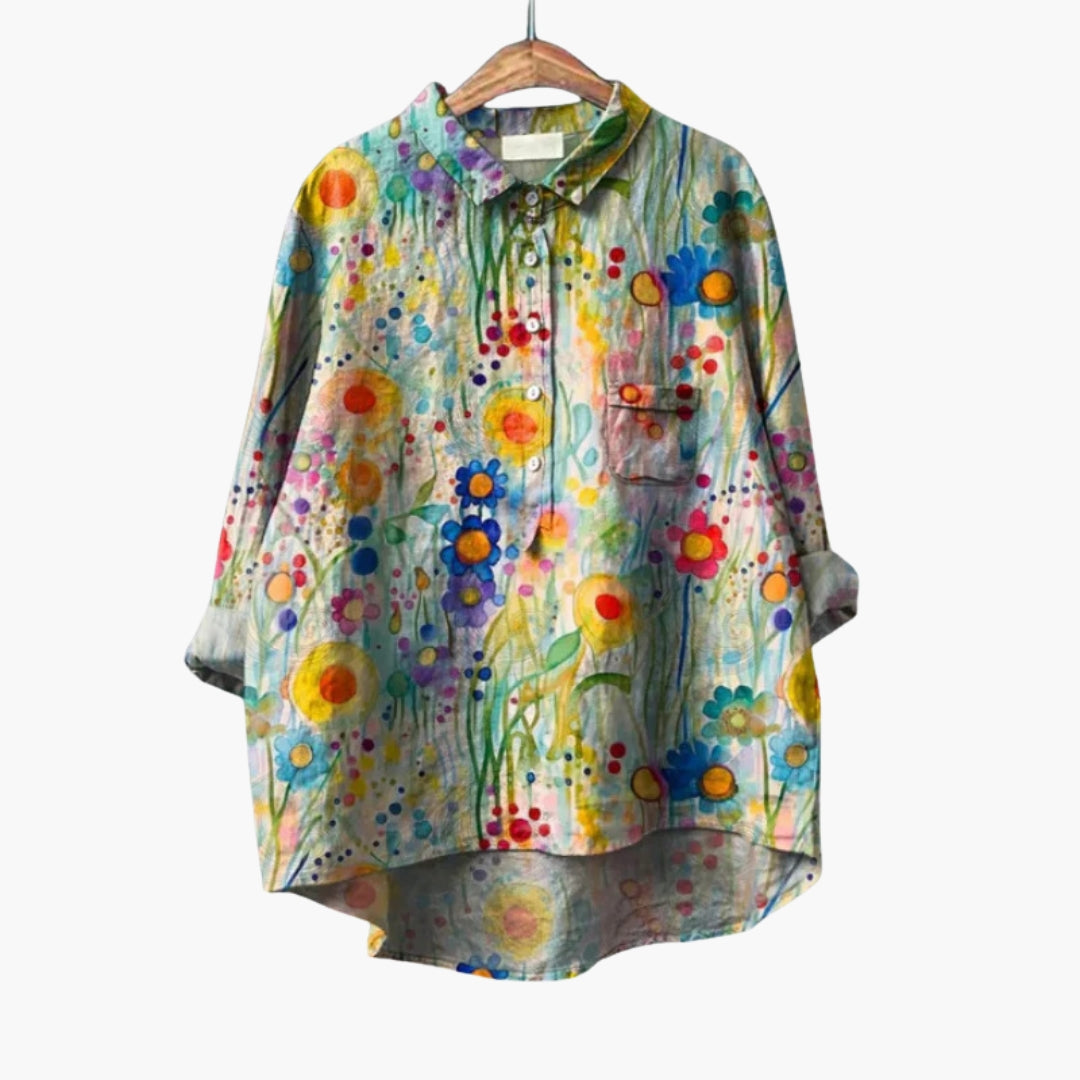 Women's Floral Print Crew Neck Blouse – Short Sleeve Everyday Style