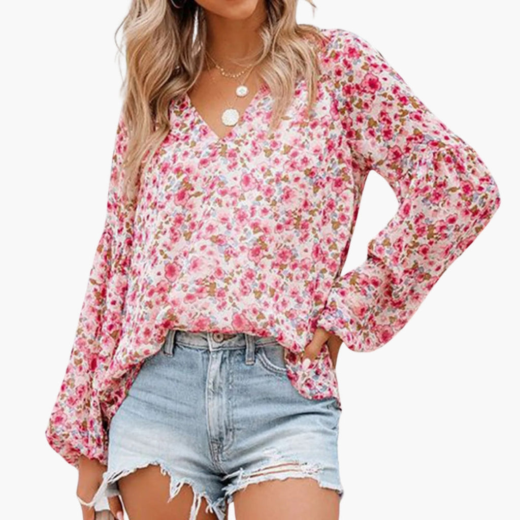 Women's Floral Print Blouse – Short Sleeve Easy Everyday Style