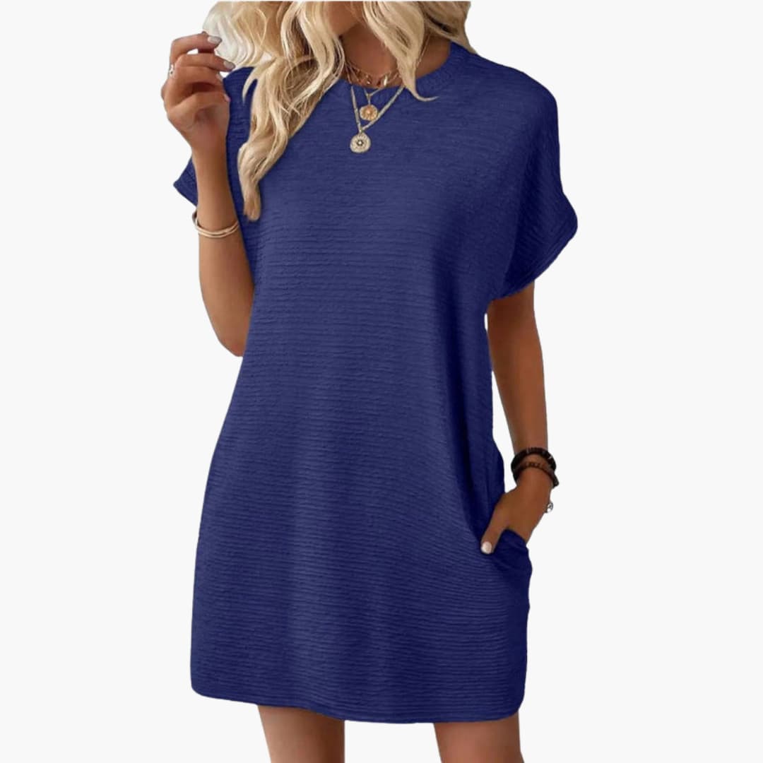 Women's Loose Fit Pocket Dress – Short Sleeves Casual Comfortable Everyday