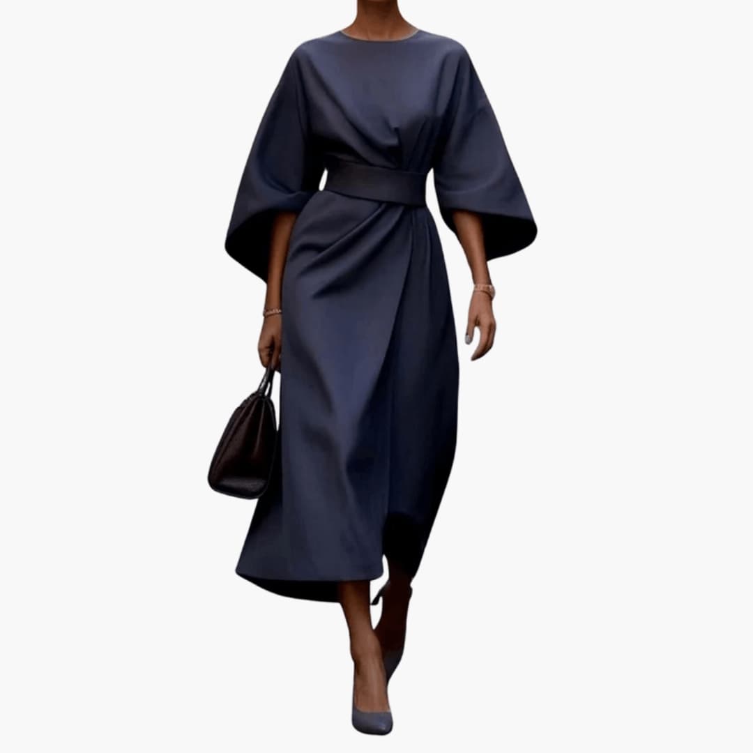 Women's Loose Fit Midi Dress – Wide Sleeves Flowing Bohemian Silhouette