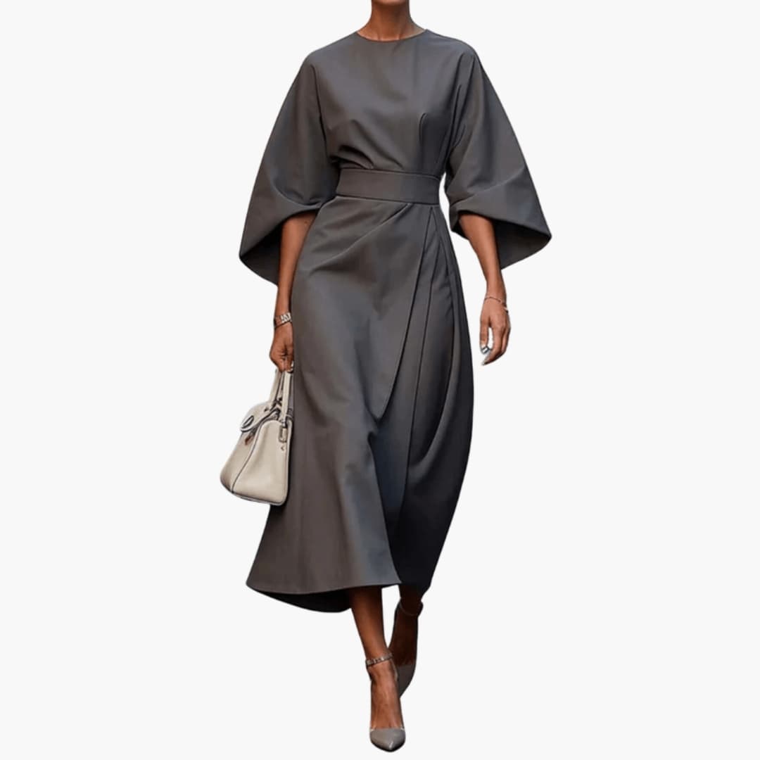 Women's Loose Fit Midi Dress – Wide Sleeves Flowing Bohemian Silhouette
