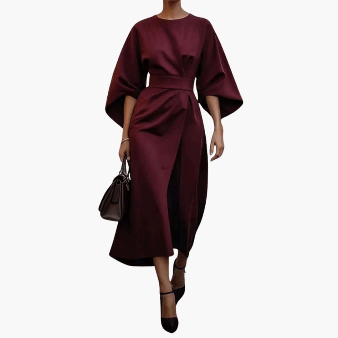 Women's Loose Fit Midi Dress – Wide Sleeves Flowing Bohemian Silhouette
