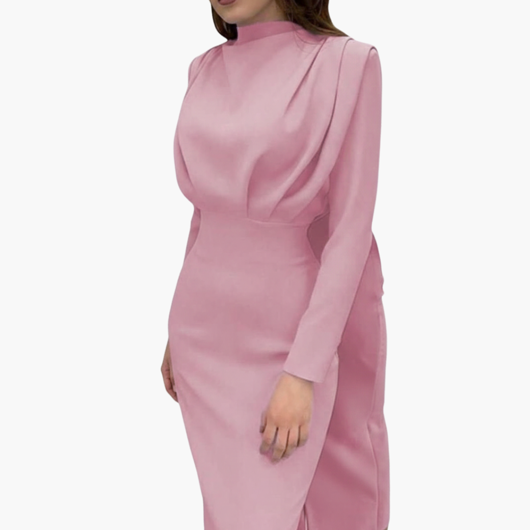 Women's Maxi Dress – Round Neck Long Sleeve Floor-Length Elegance