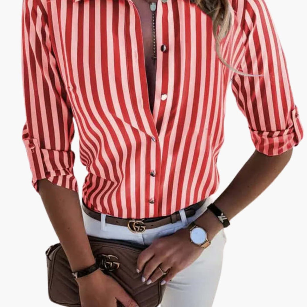 Women's Nautical Stripe Crew Neck Blouse – Long Sleeve Everyday Style