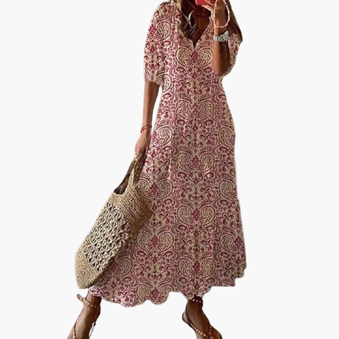 Women's Printed Maxi Dress – Sleeveless Loose Fit Flowy Summer Design